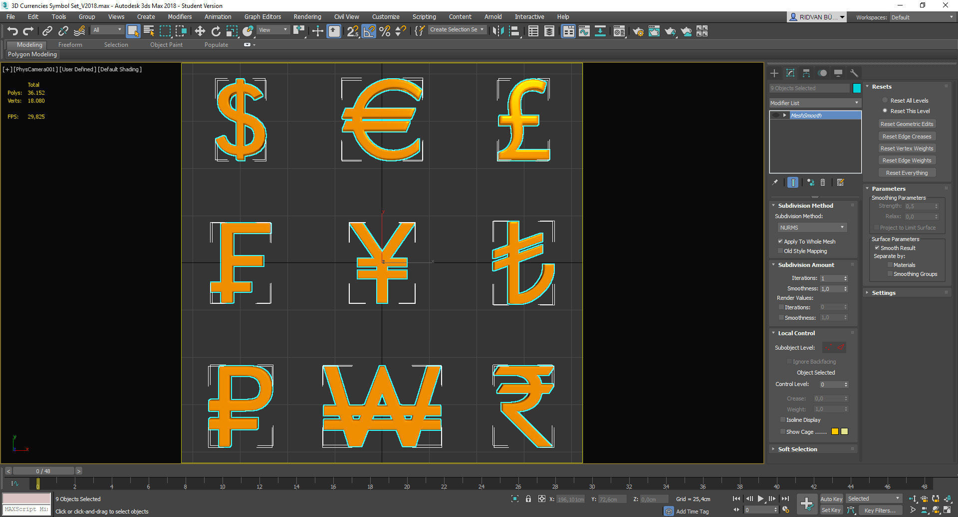 Currency Symbol 3D Model Set Low-poly 3D model_28