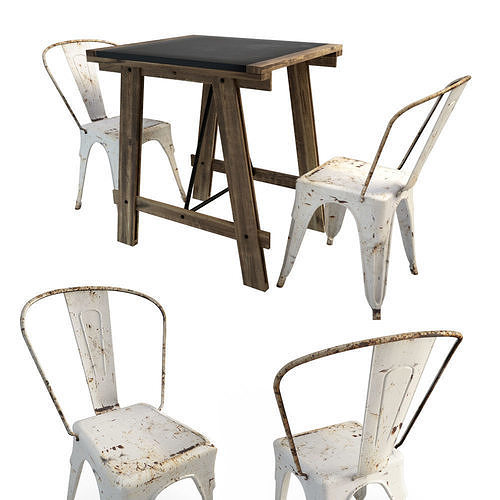 Mesa Table and Tolix Chairs 3D model