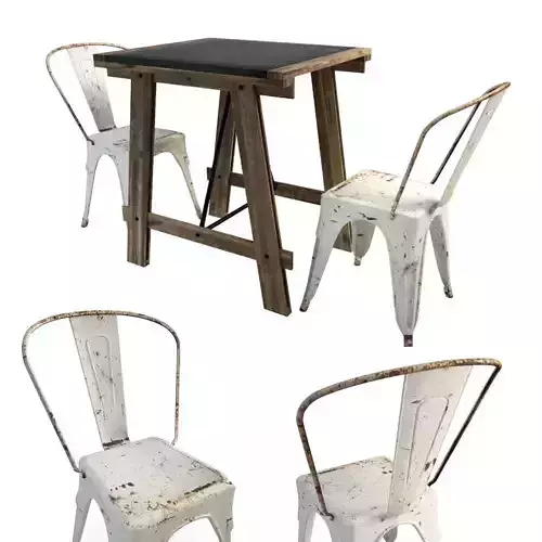 Mesa Table and Tolix Chairs 3D model