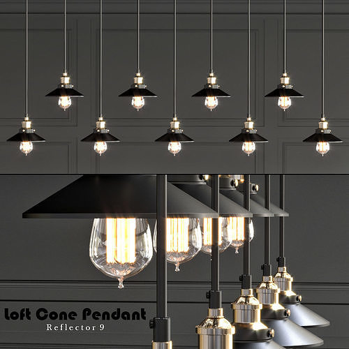 Loft Cone Pendant Reflector 9 Line 3D model
