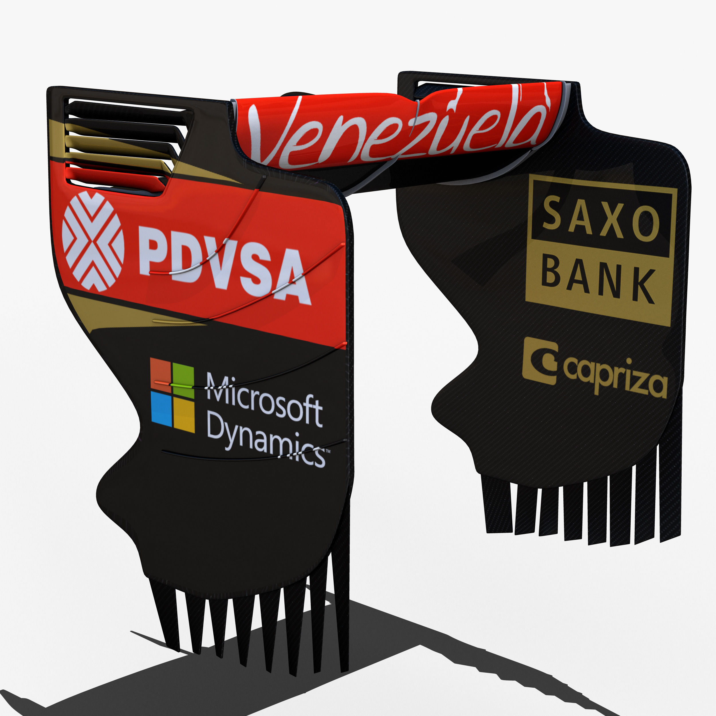 Lotus E23 Rear Wing Low-poly 3D model_9