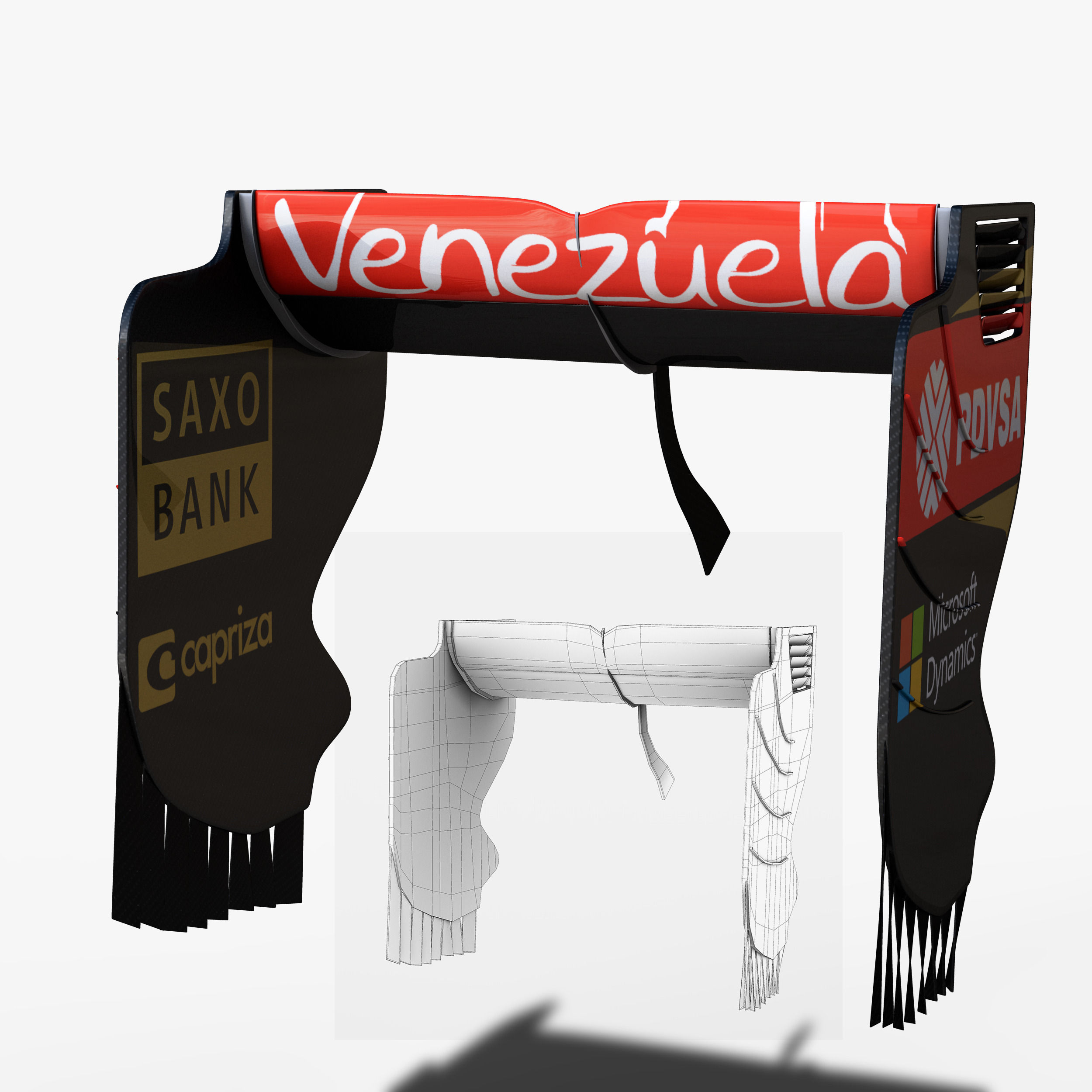 Lotus E23 Rear Wing Low-poly 3D model_7