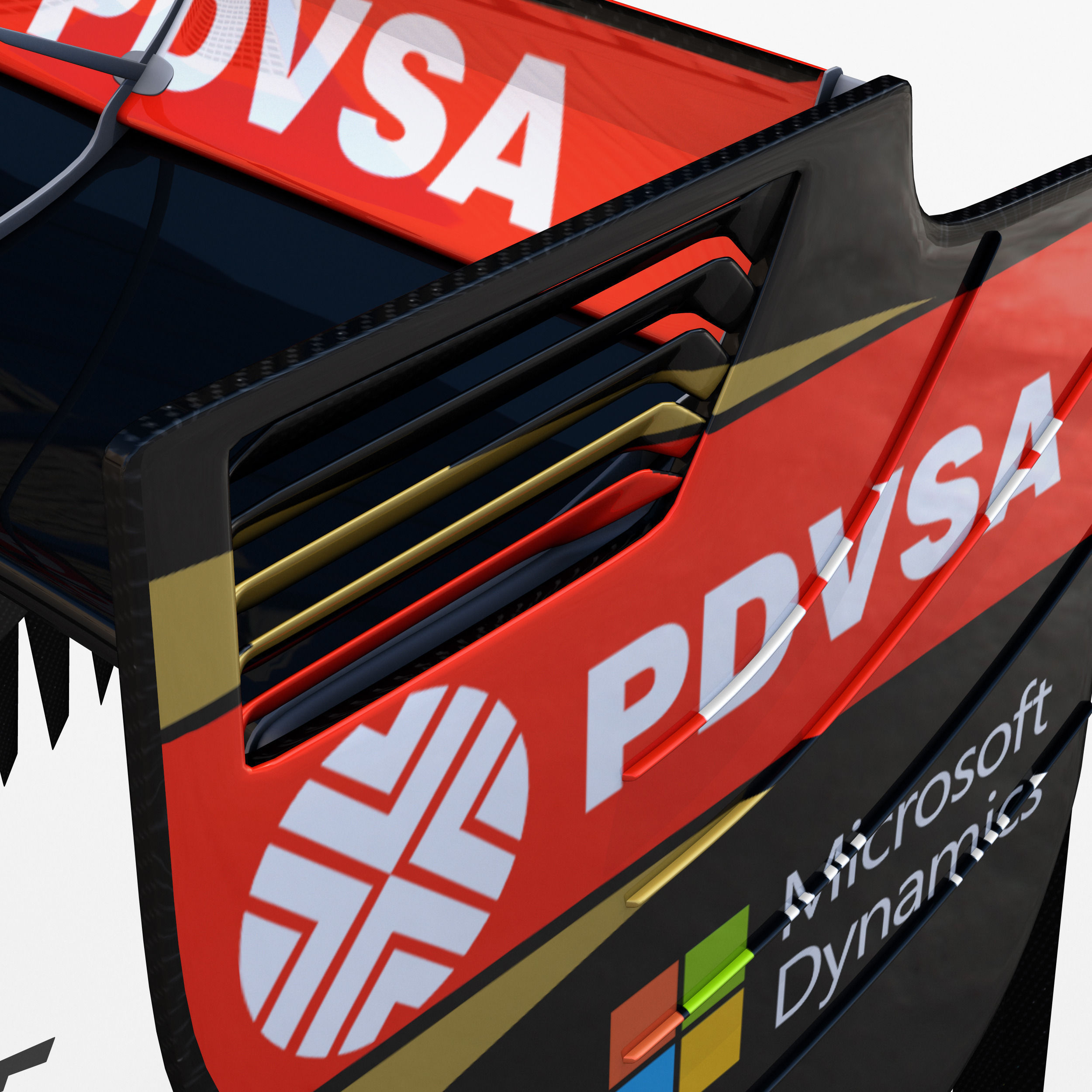 Lotus E23 Rear Wing Low-poly 3D model_10