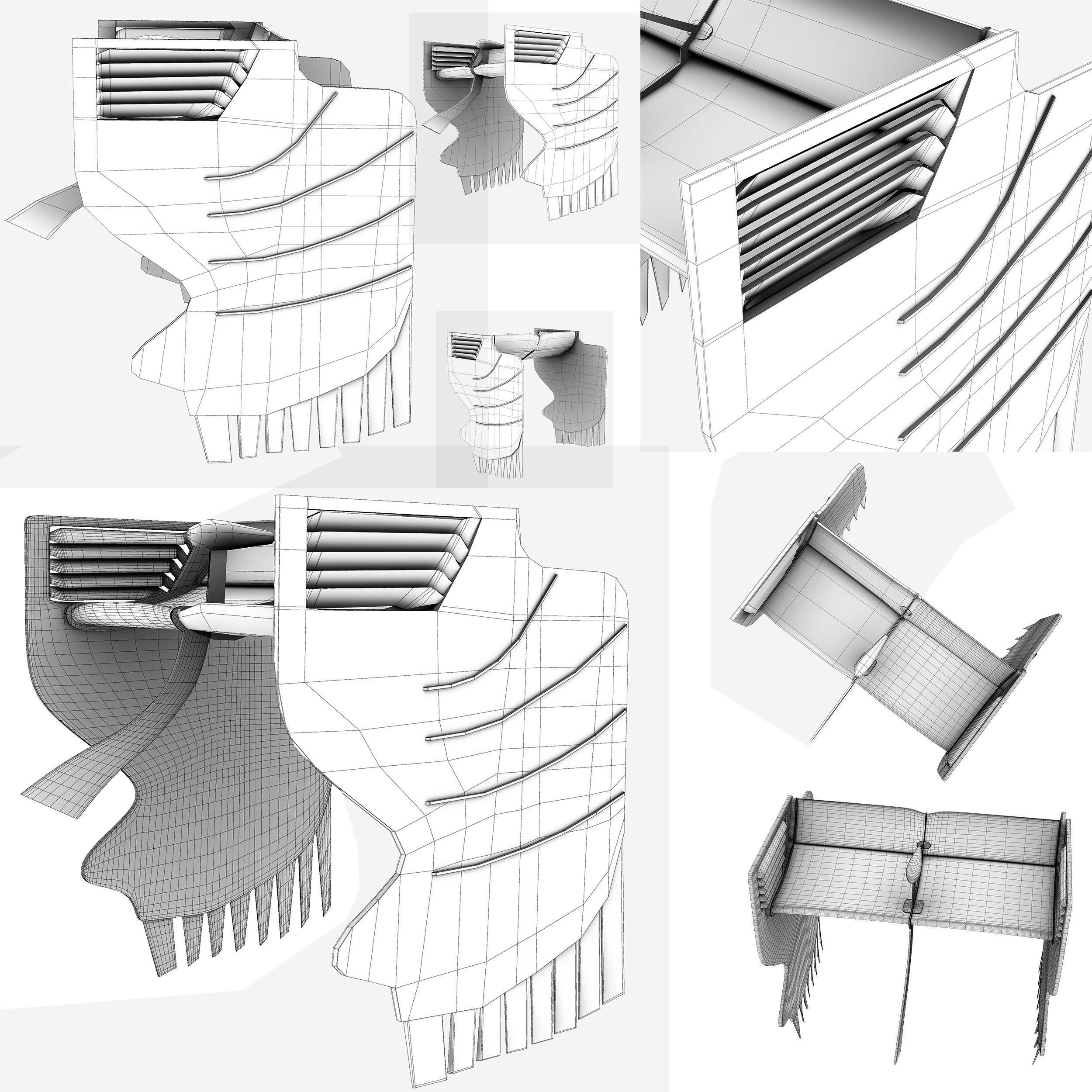 Lotus E23 Rear Wing Low-poly 3D model_5