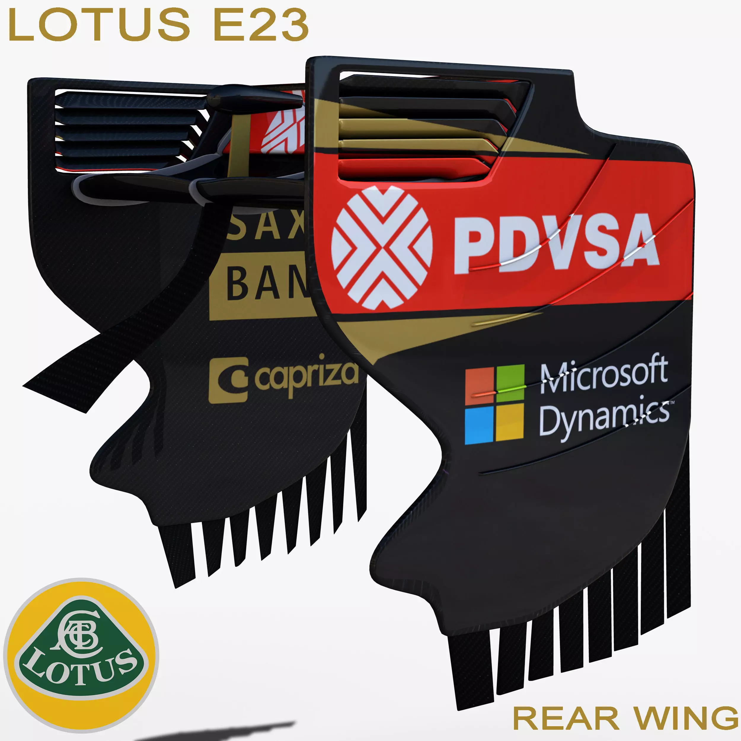 Lotus E23 Rear Wing Low-poly 3D model_0
