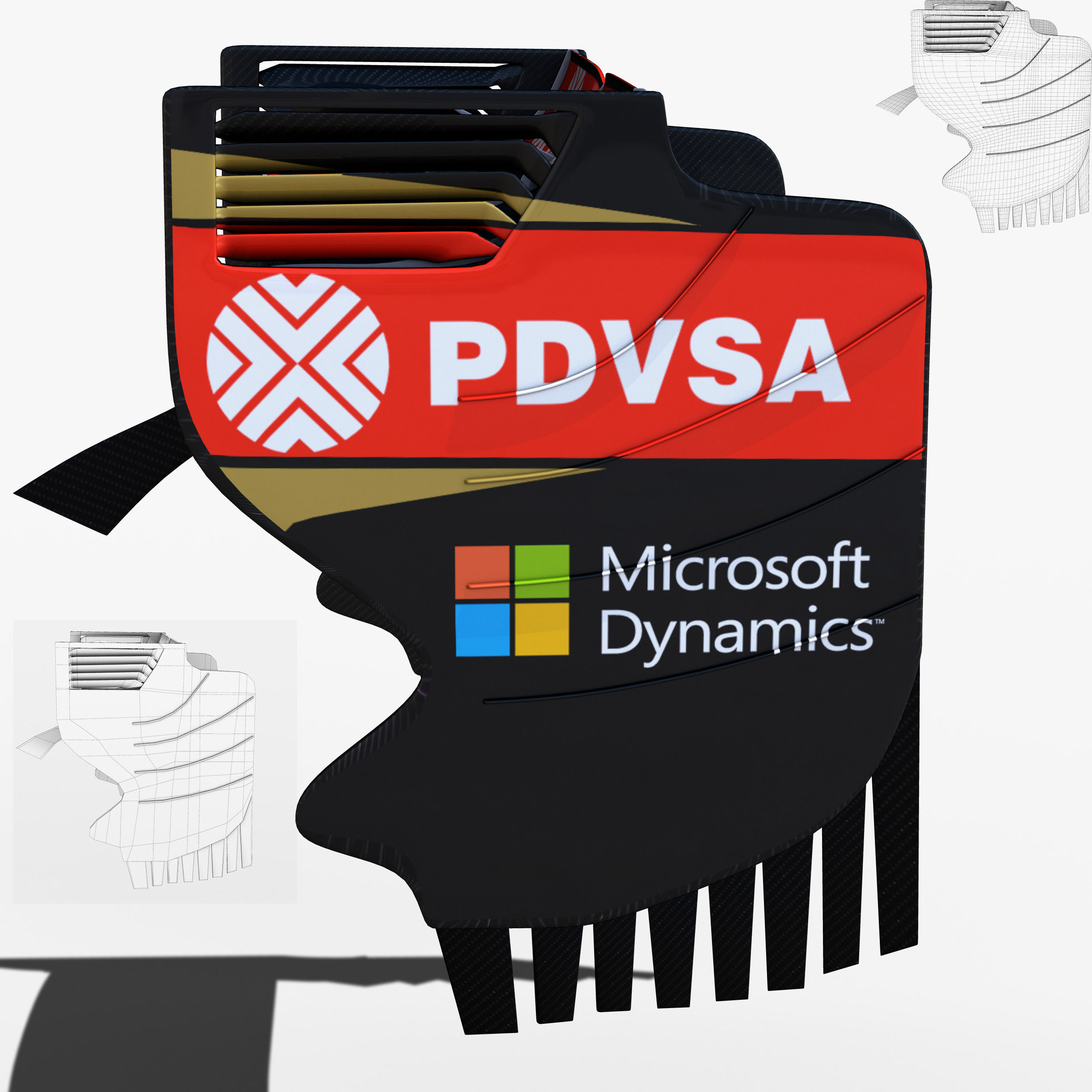 Lotus E23 Rear Wing Low-poly 3D model_3