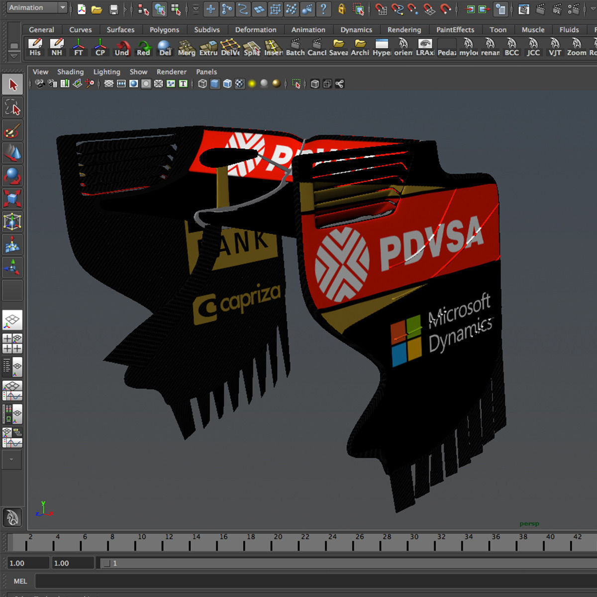 Lotus E23 Rear Wing Low-poly 3D model_6