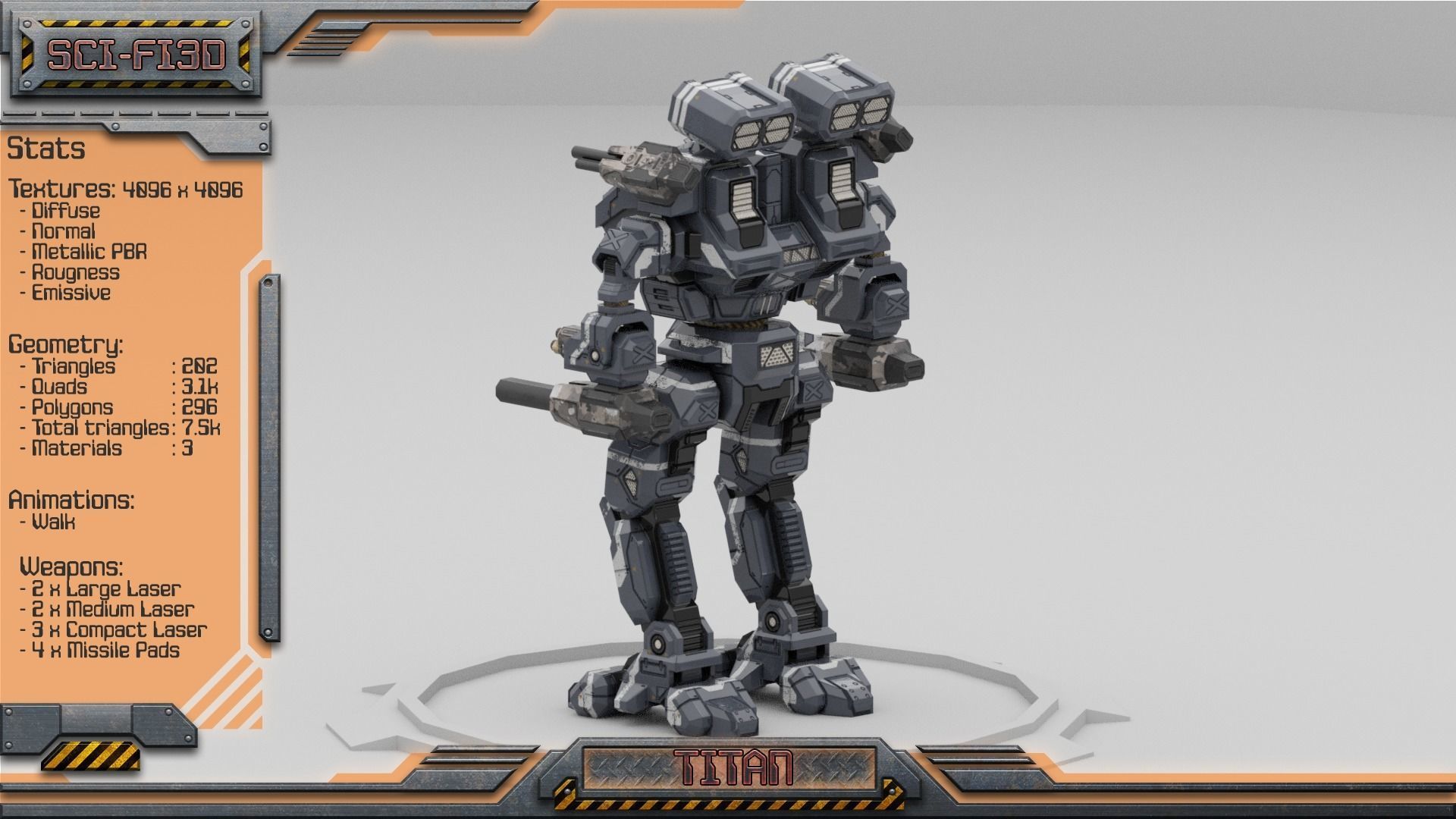 Titan BattleMech Low-poly 3D model_4