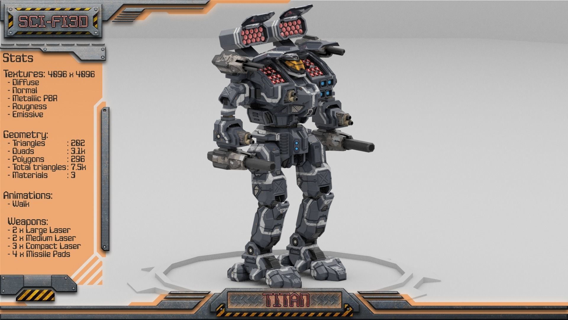 Titan BattleMech Low-poly 3D model_9
