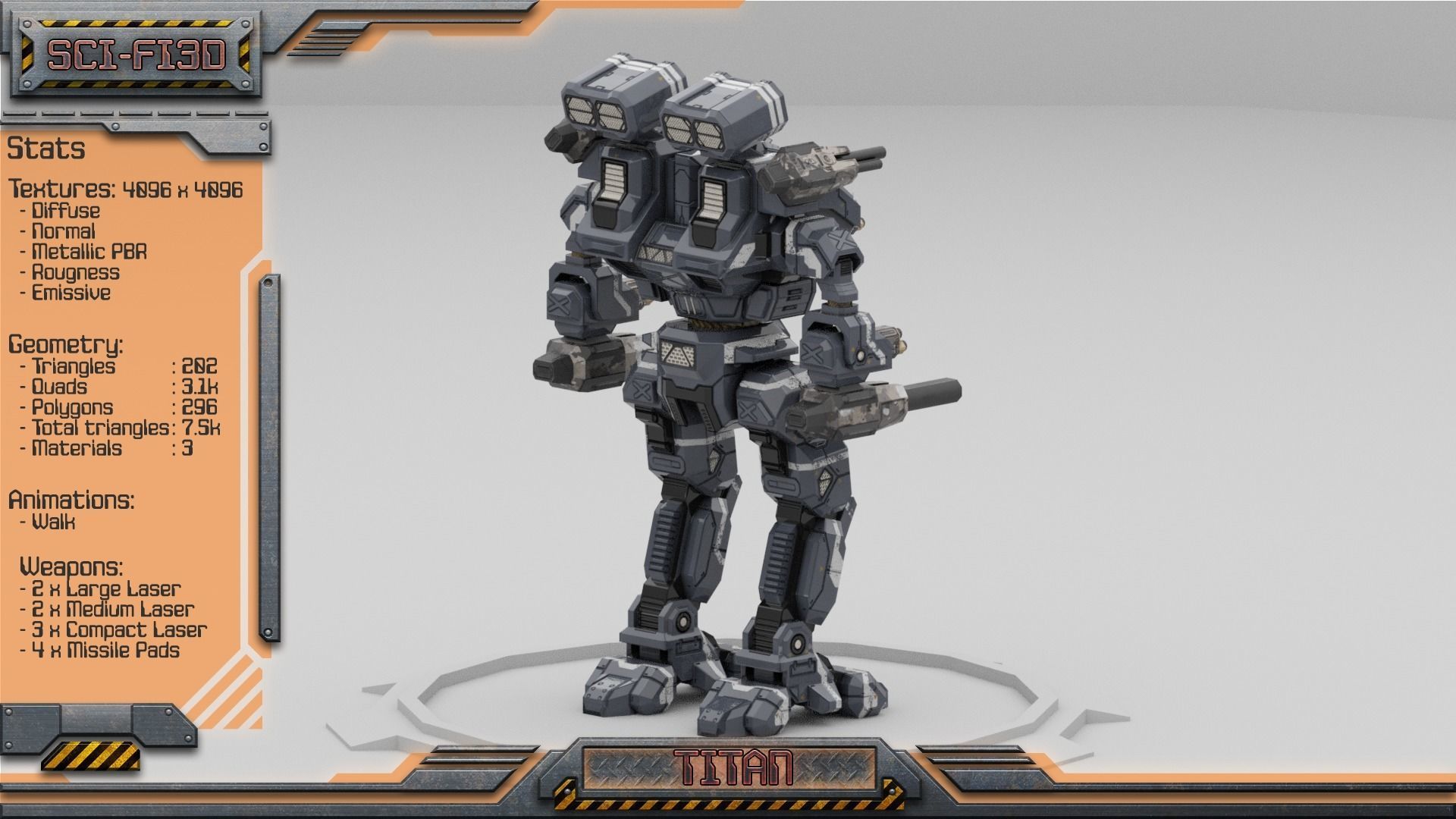 Titan BattleMech Low-poly 3D model_6