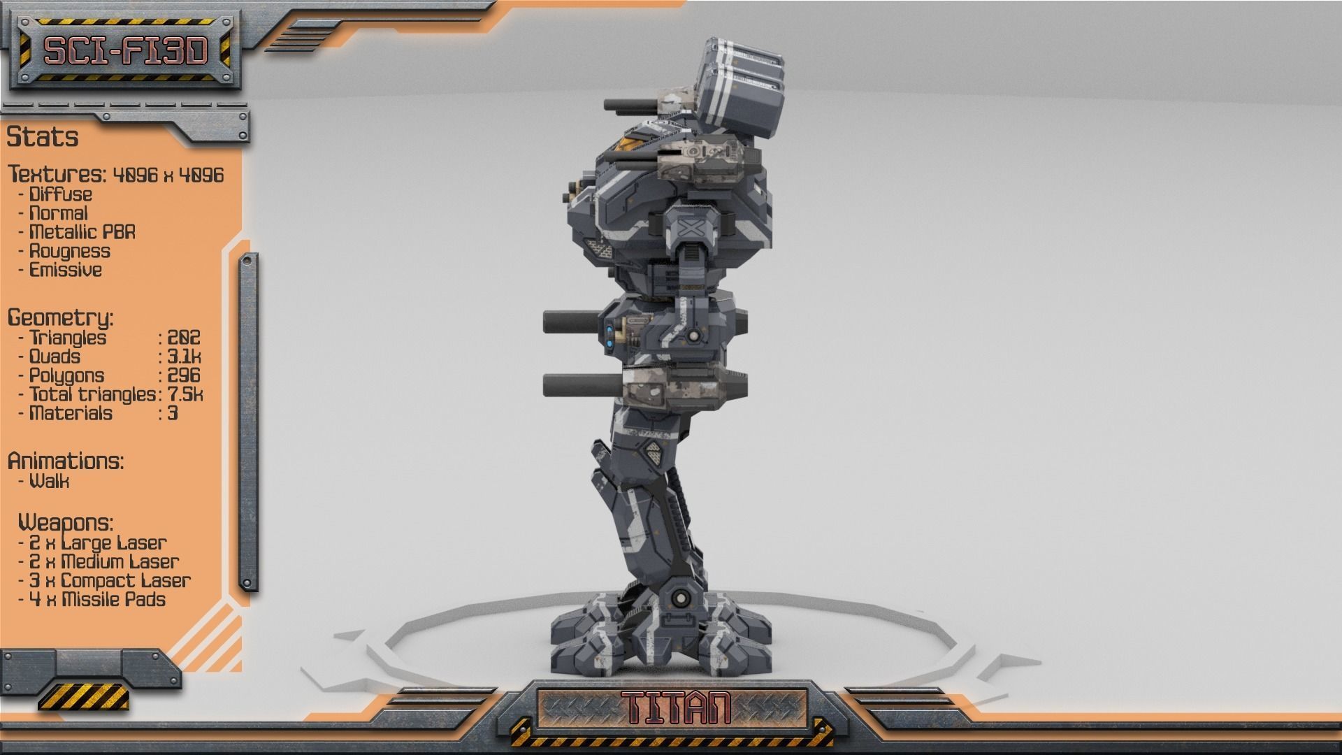Titan BattleMech Low-poly 3D model_3
