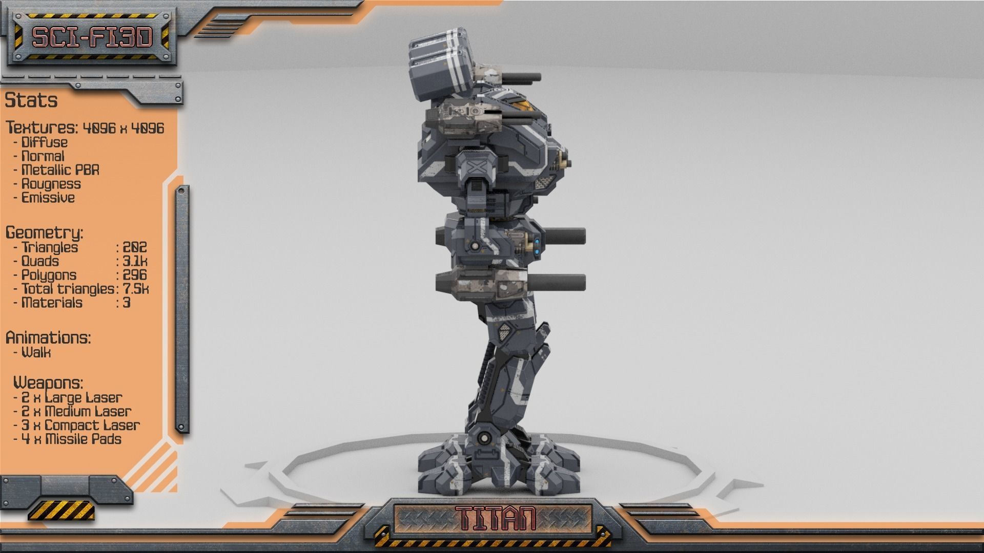 Titan BattleMech Low-poly 3D model_7