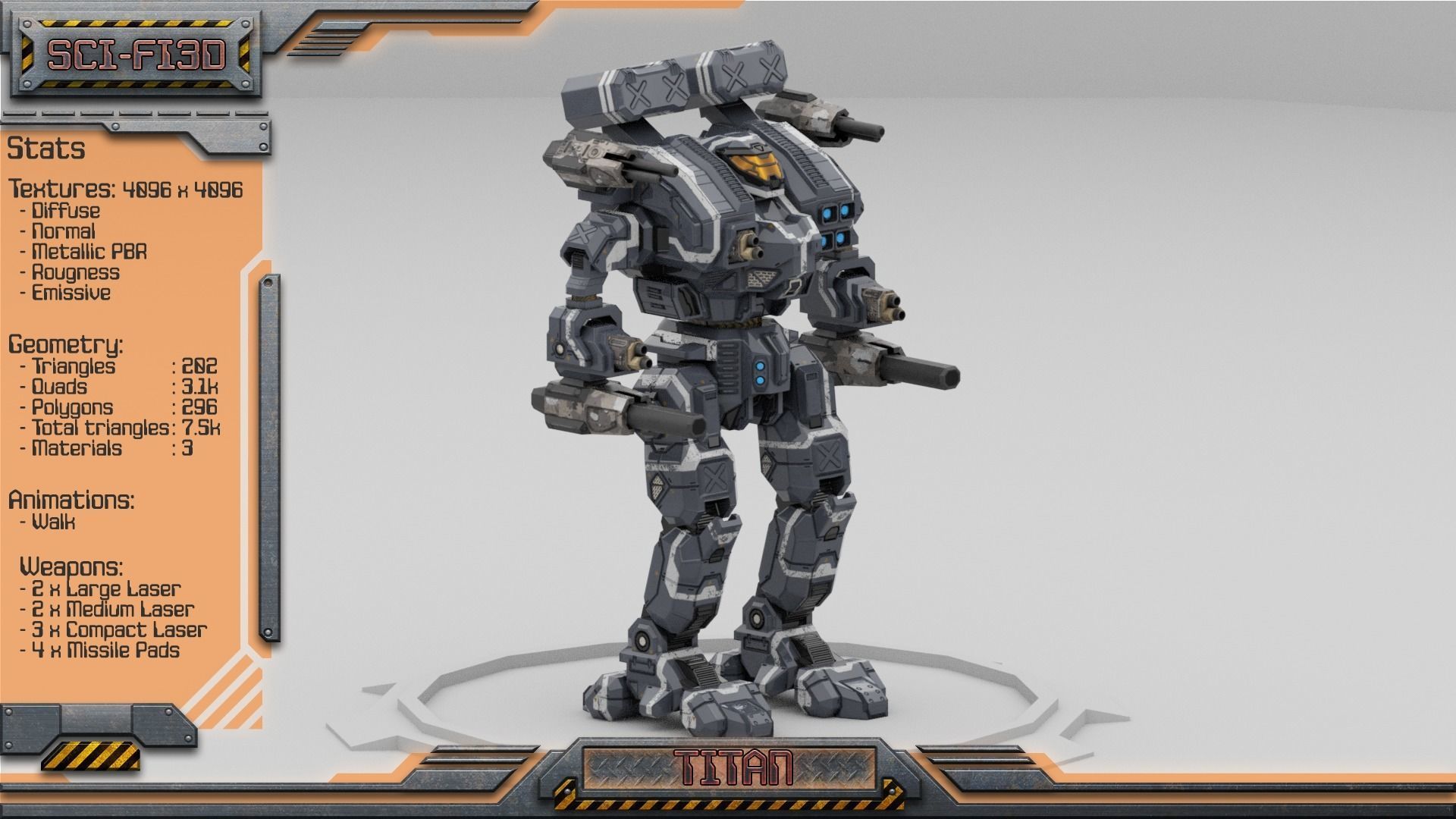 Titan BattleMech Low-poly 3D model_8