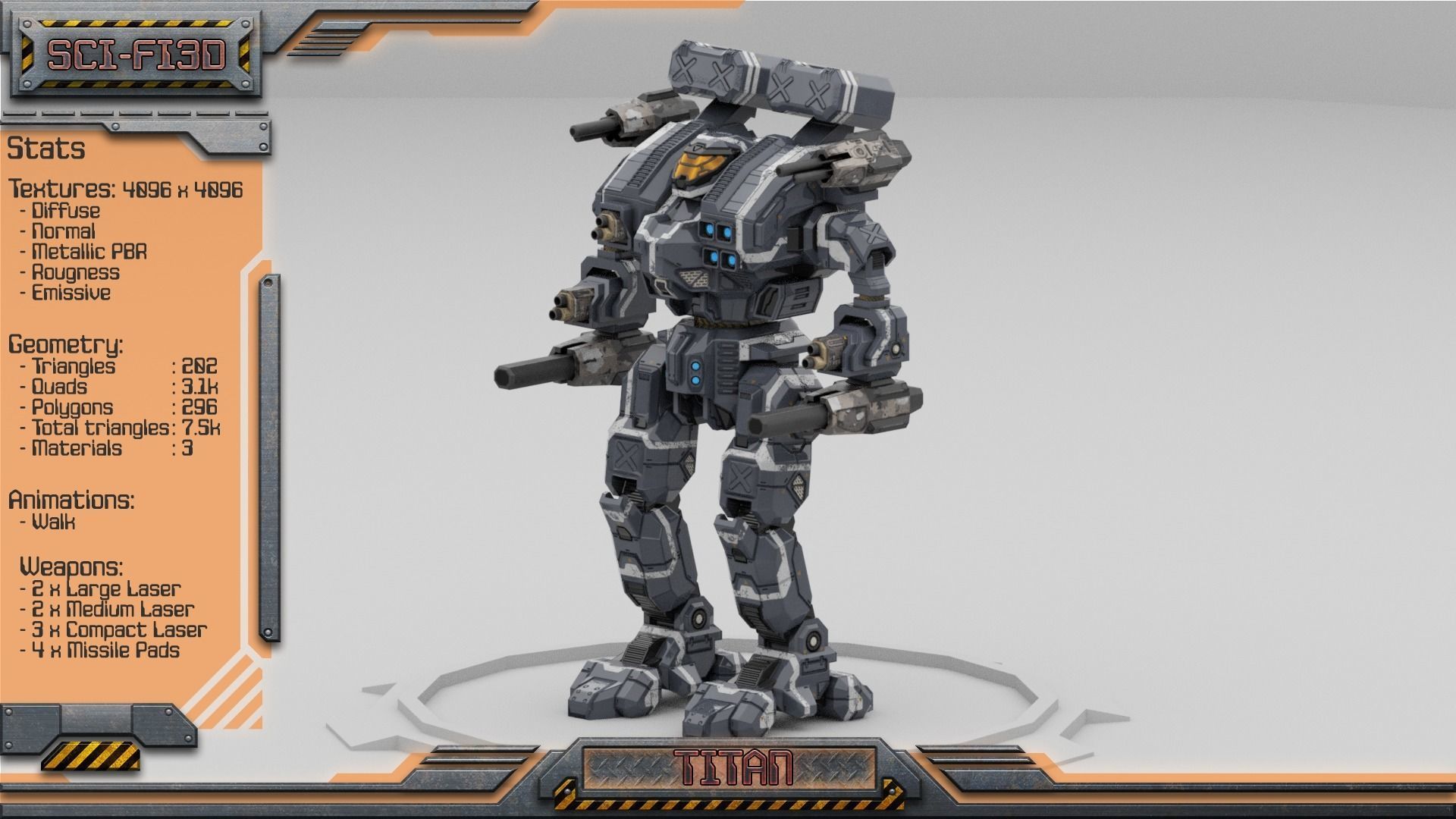 Titan BattleMech Low-poly 3D model_2