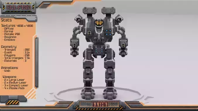 Titan BattleMech Low-poly 3D model