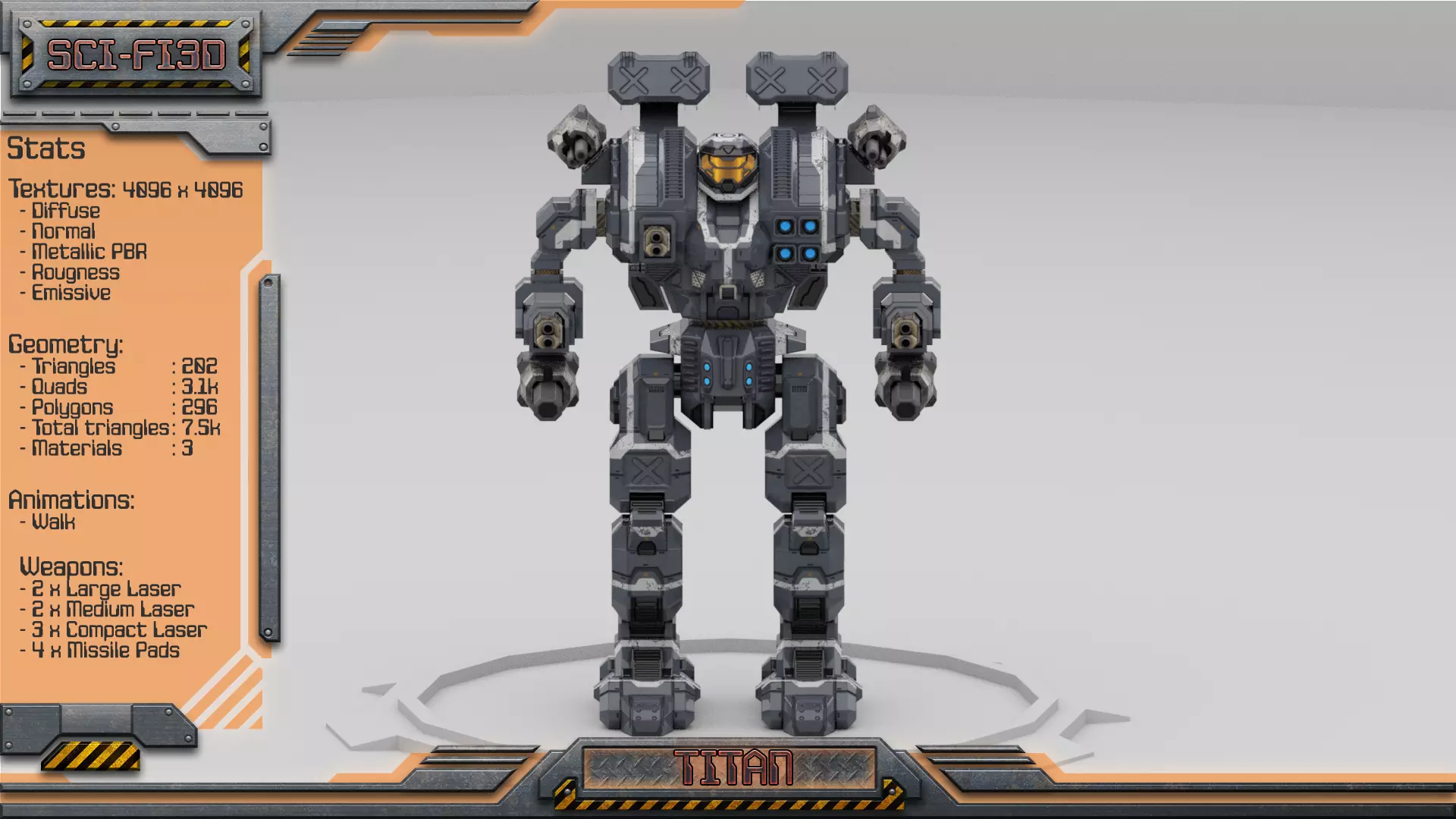 Titan BattleMech Low-poly 3D model_0