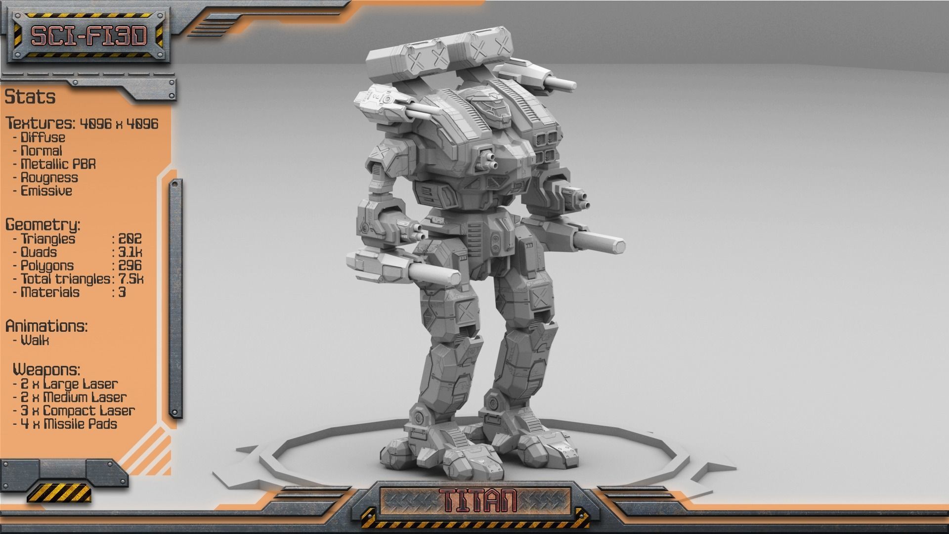 Titan BattleMech Low-poly 3D model_10