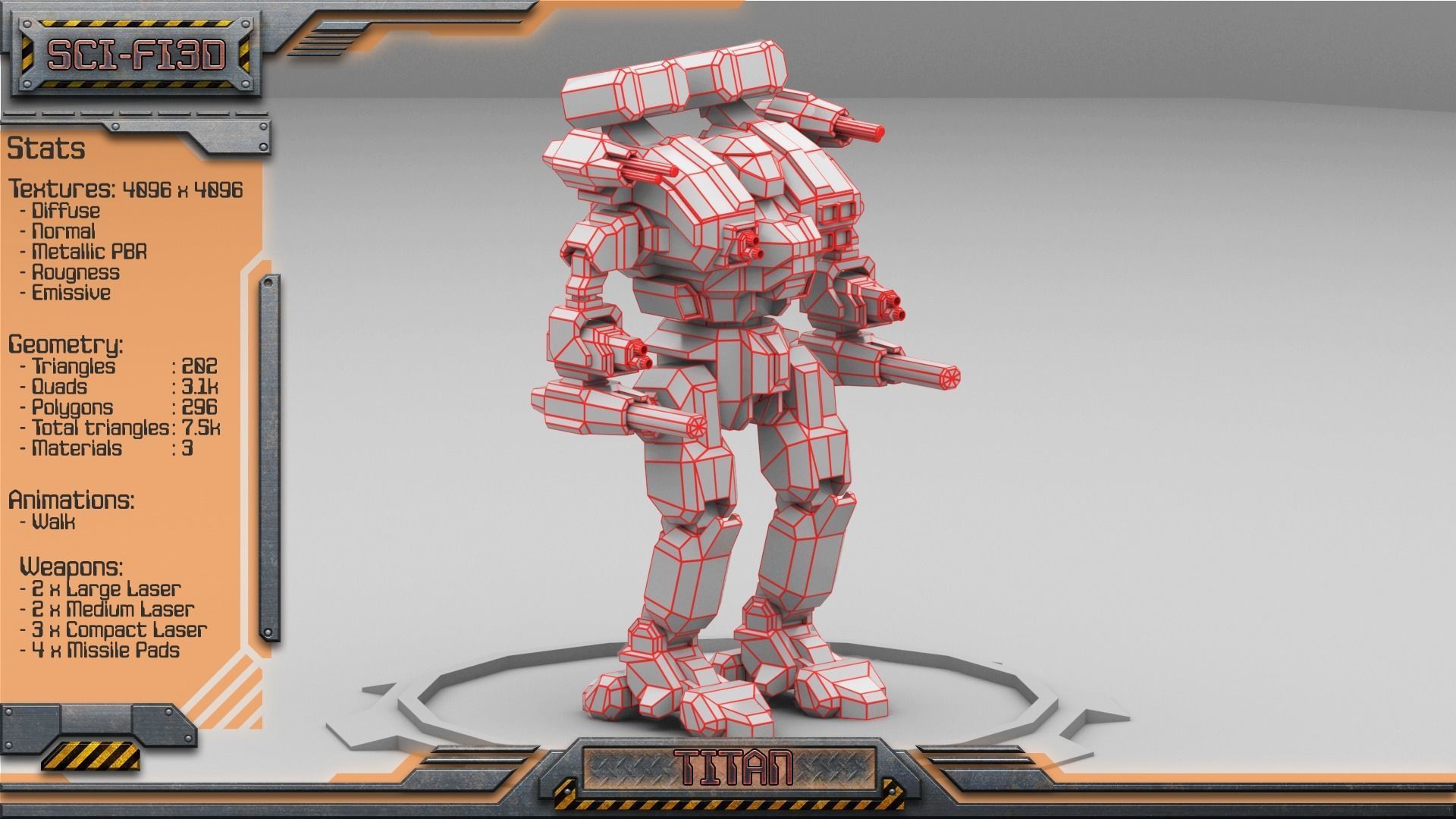 Titan BattleMech Low-poly 3D model_11