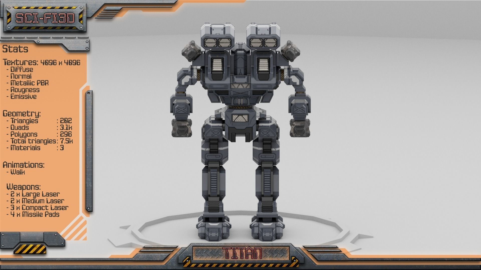 Titan BattleMech Low-poly 3D model_5