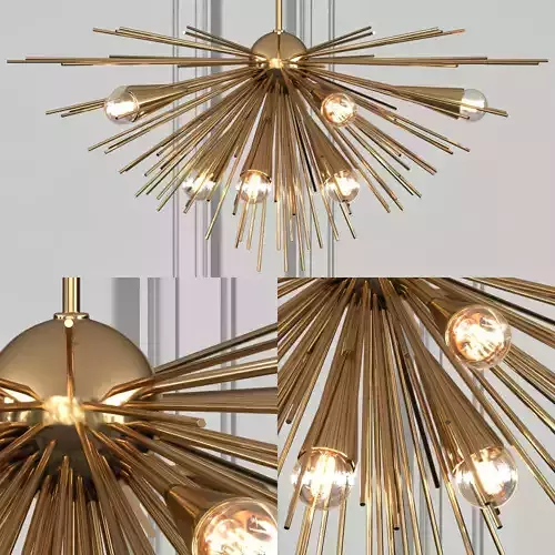 Luxury Copper Metal Thorn Pendant Lights 3D model
