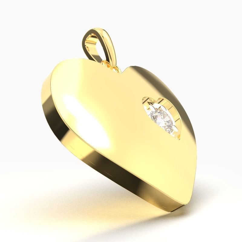 DIAMOND HEART PENDANT 3D print model_1