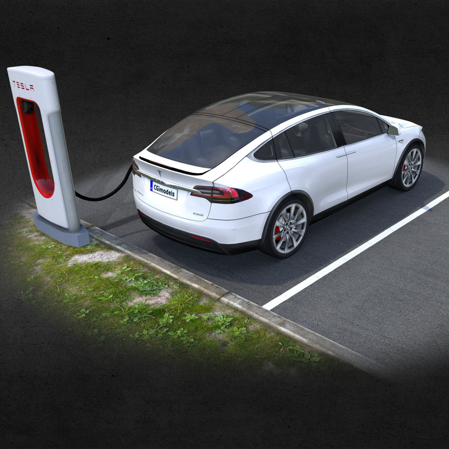 Tesla X Low-poly 3D model_17