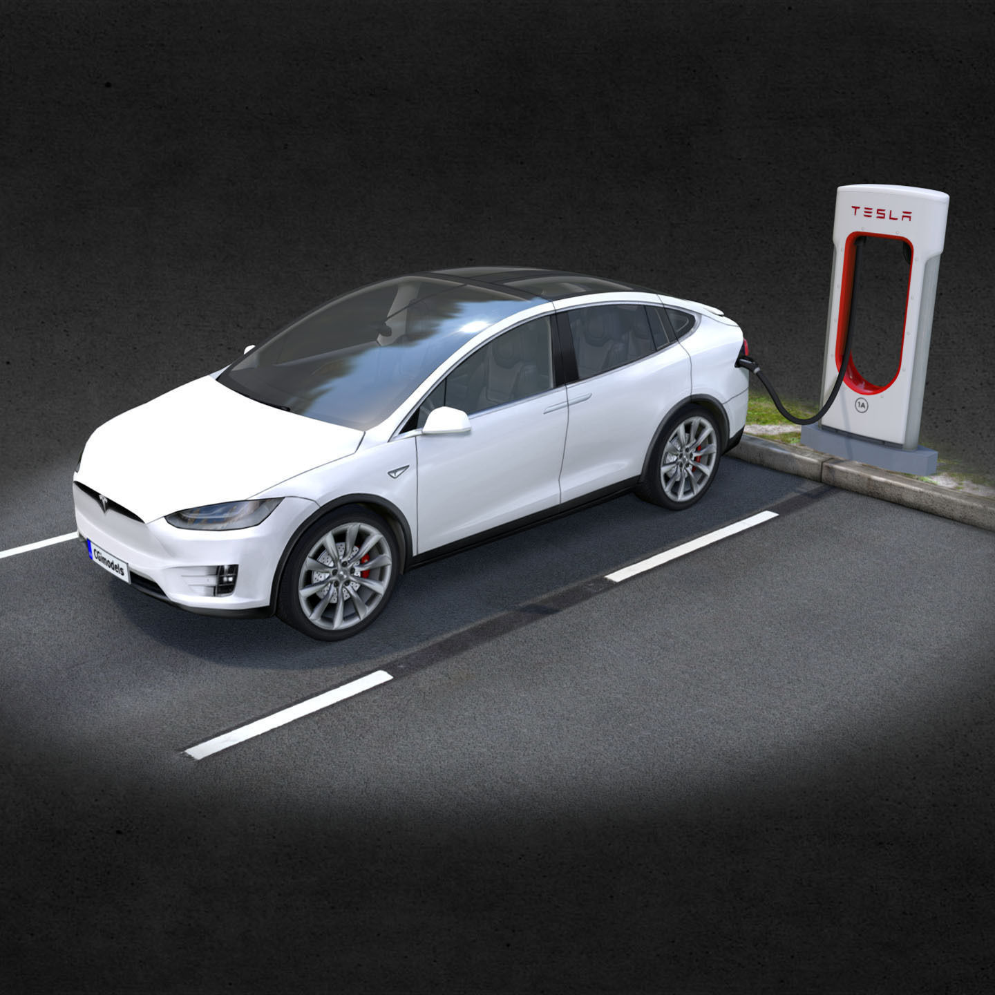 Tesla X Low-poly 3D model_15