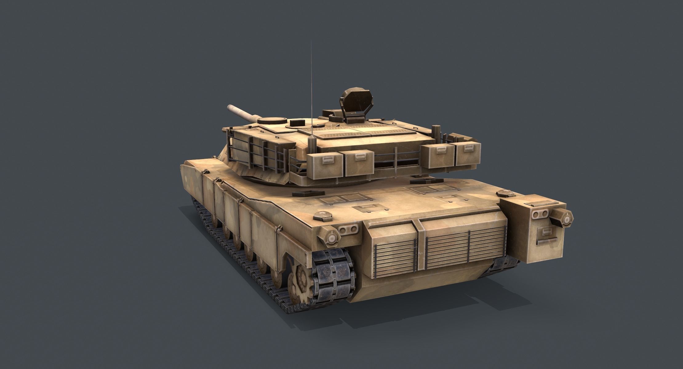 M1A1 Abrams Tank lowpoly Low-poly 3D model_3