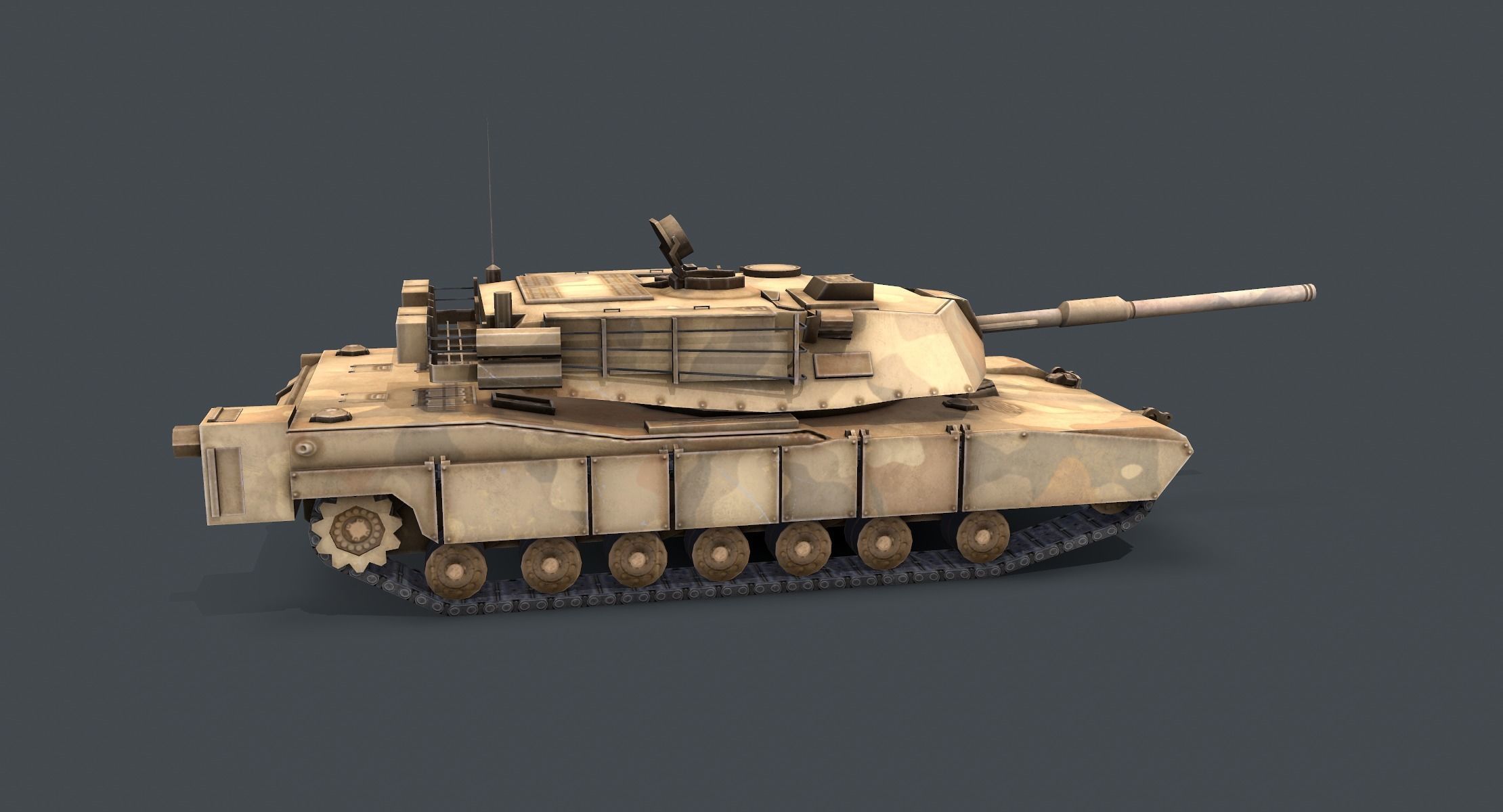 M1A1 Abrams Tank lowpoly Low-poly 3D model_2