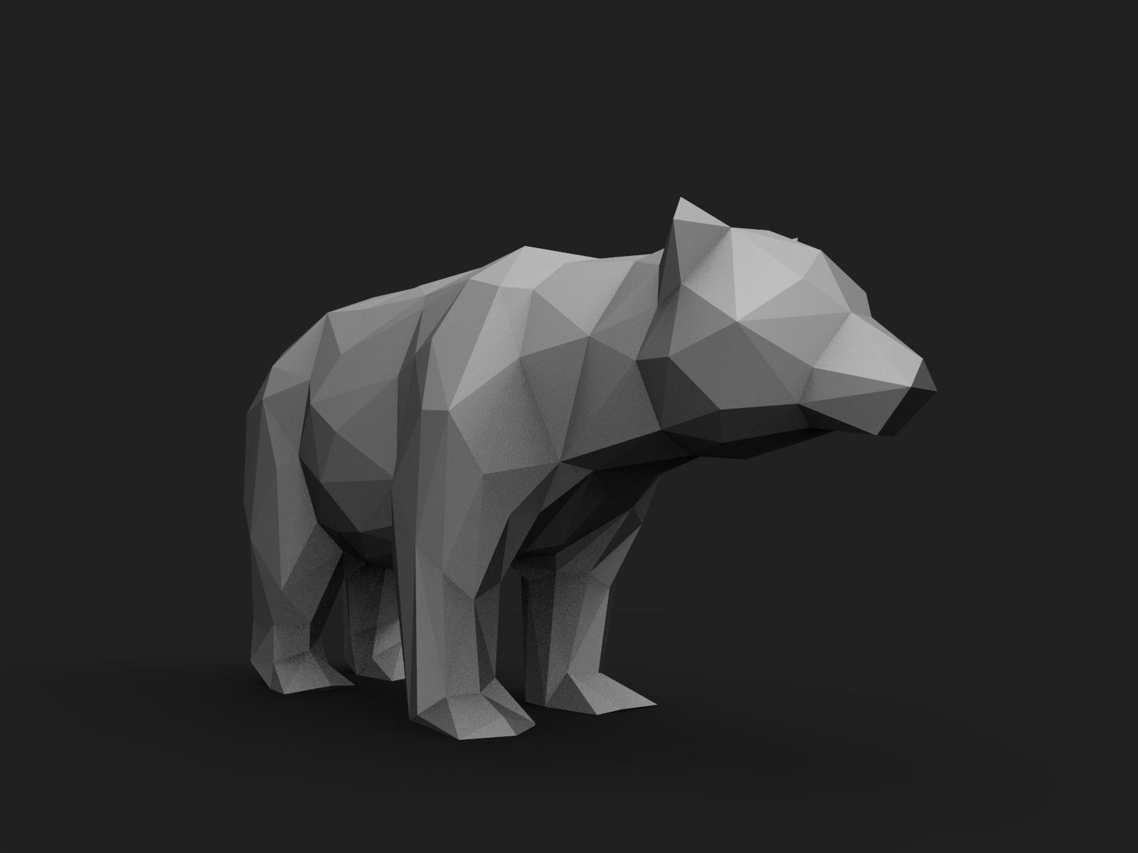 Bear Low Poly tiger 3D print model_1