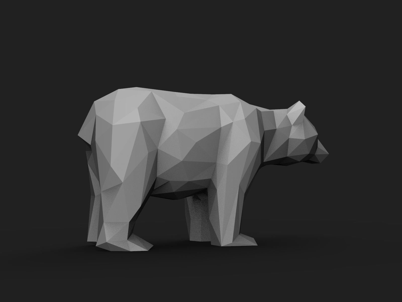 Bear Low Poly tiger 3D print model_9