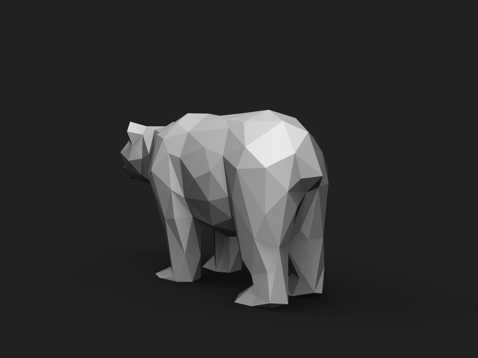 Bear Low Poly tiger 3D print model_12
