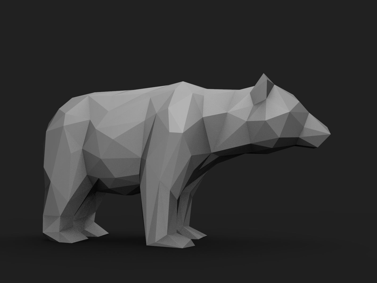 Bear Low Poly tiger 3D print model_7