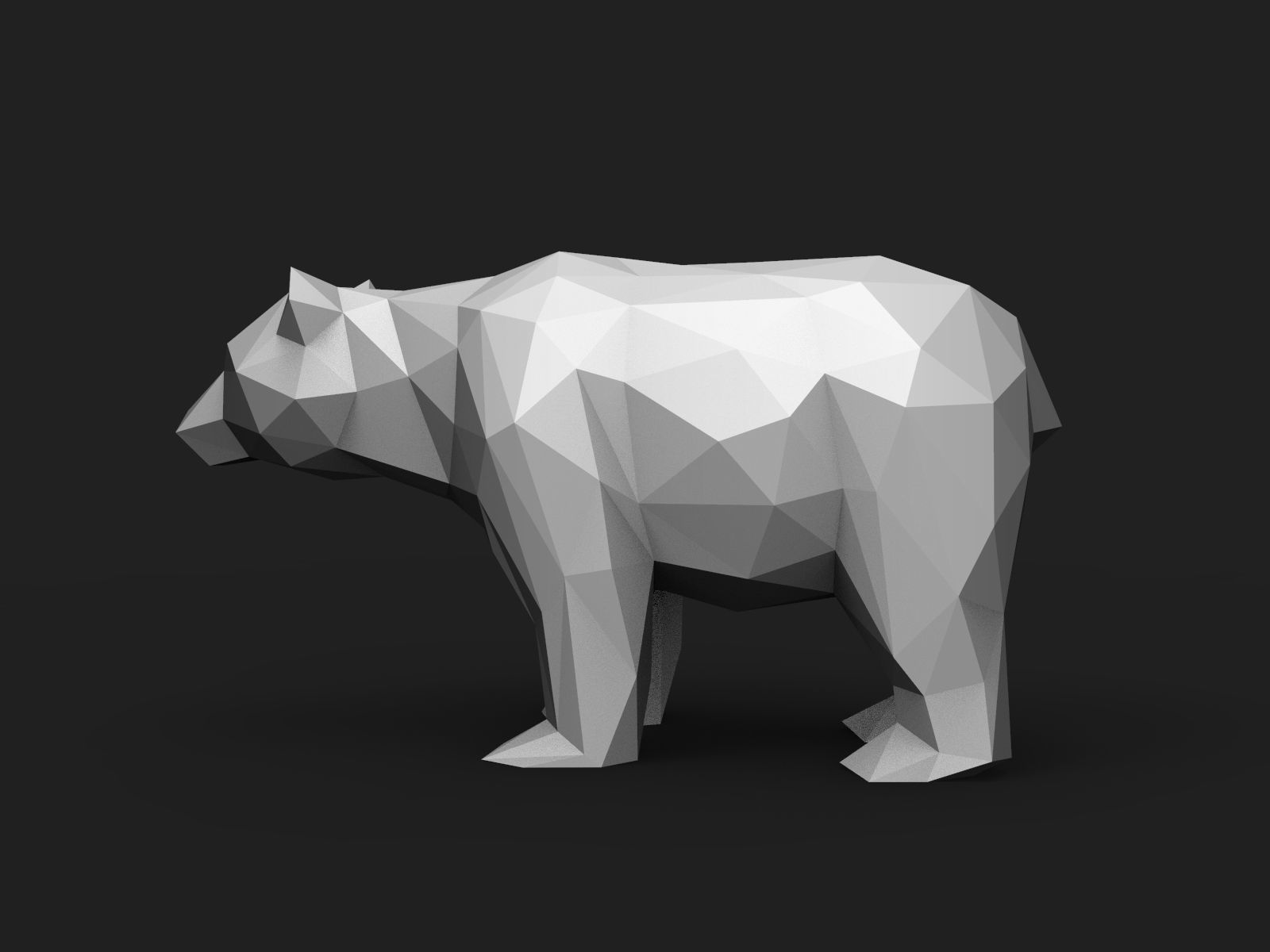 Bear Low Poly tiger 3D print model_2