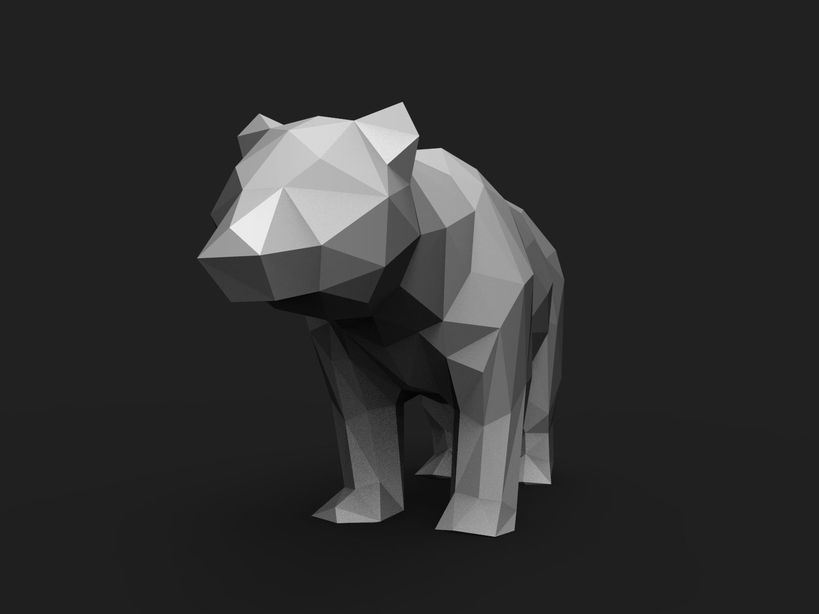 Bear Low Poly tiger 3D print model_4