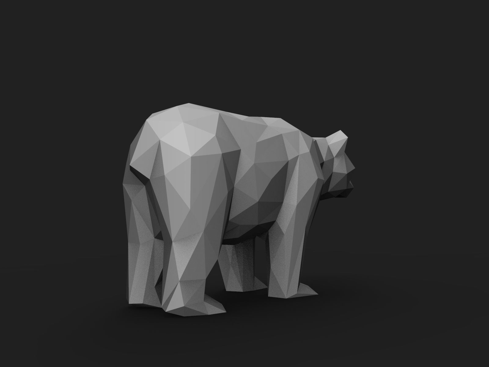 Bear Low Poly tiger 3D print model_10