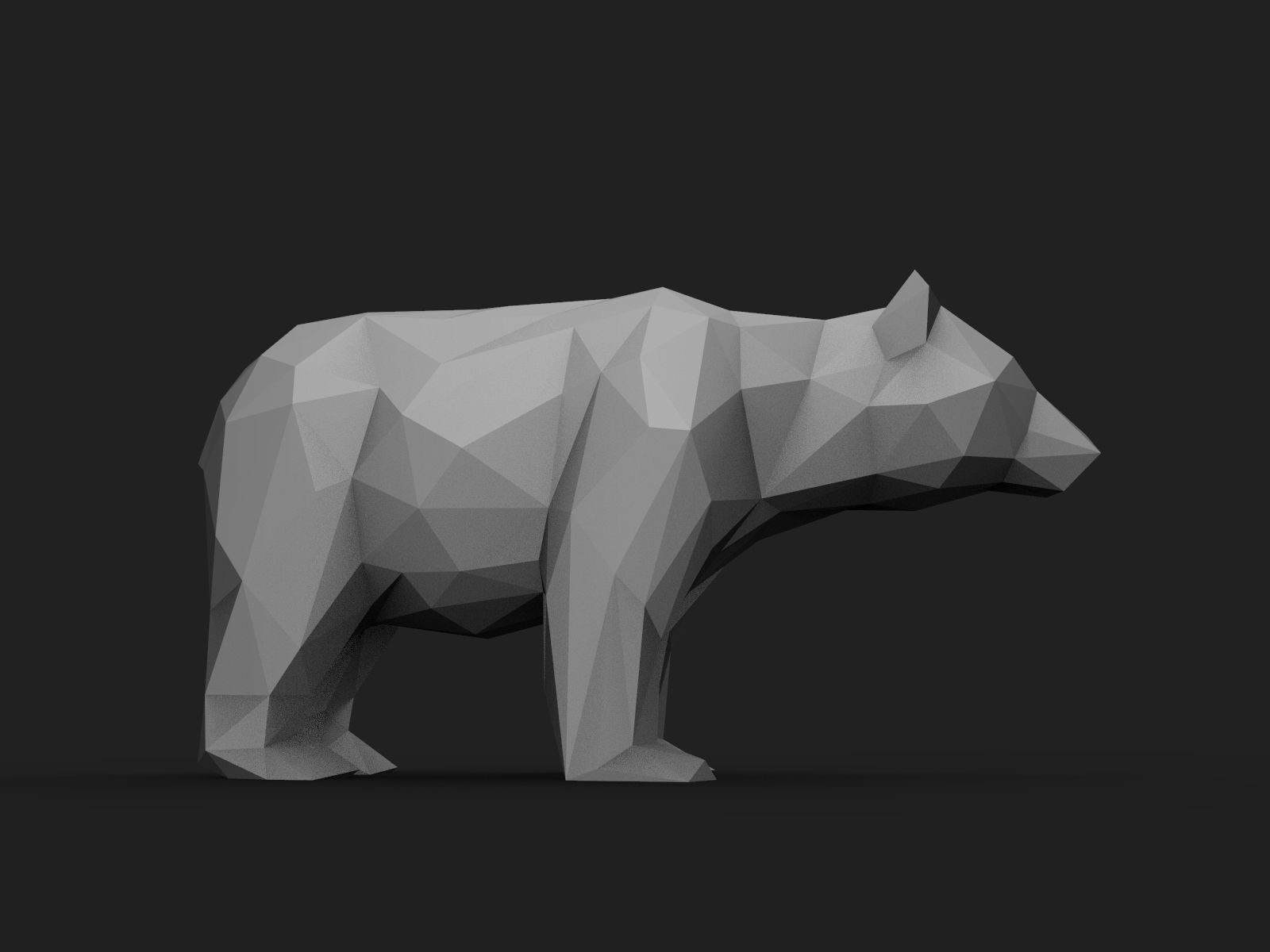 Bear Low Poly tiger 3D print model_8