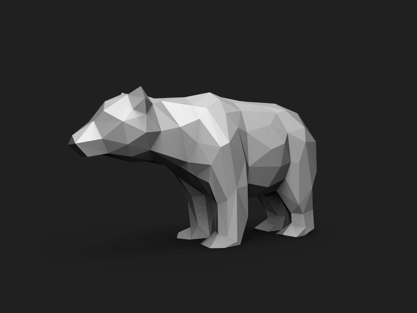 Bear Low Poly tiger 3D print model_3
