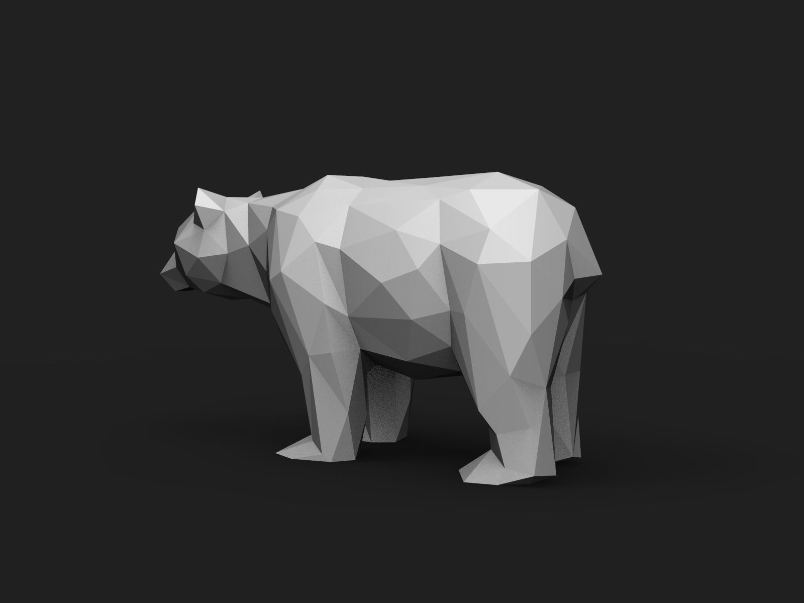 Bear Low Poly tiger 3D print model_13