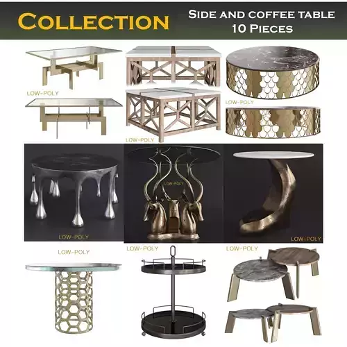 Side and coffee table 3d model collection 