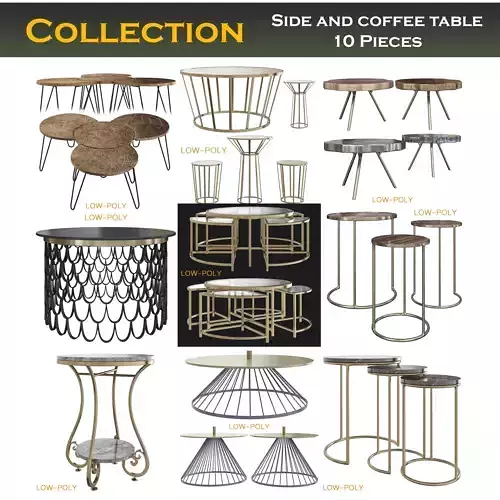 Side and coffee table 3d model collection 