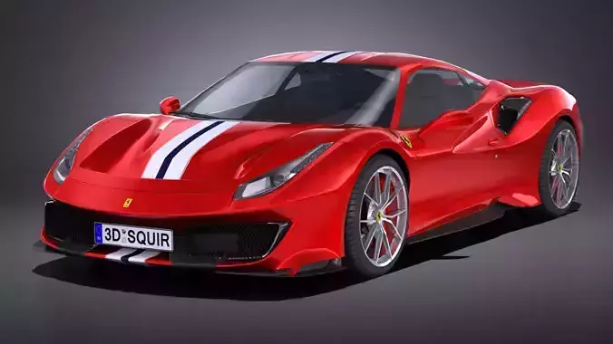Ferrari 488 Pista 2019 LowPoly Low-poly 3D model