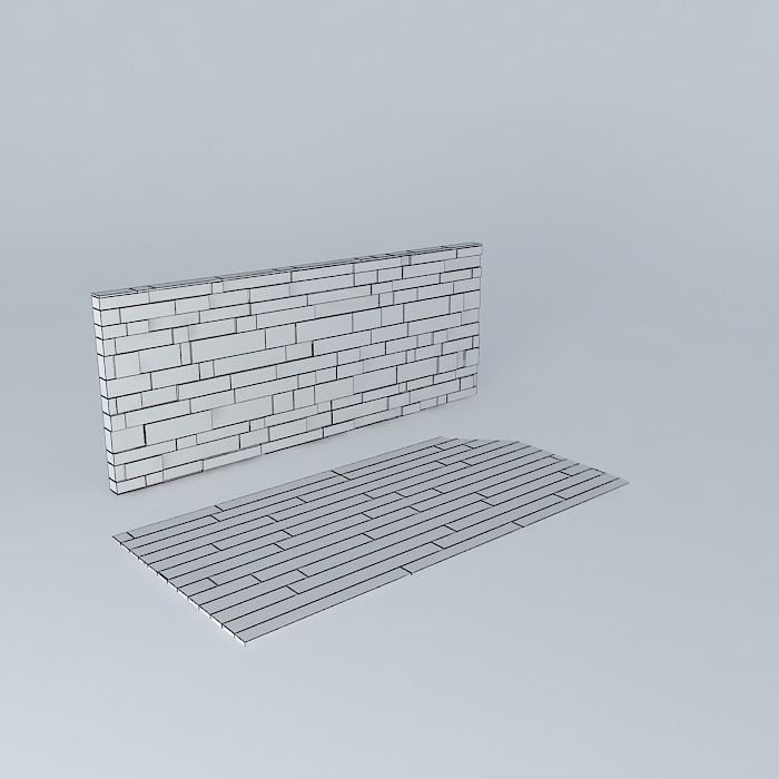 Realistic wall and floor Free 3D model_3
