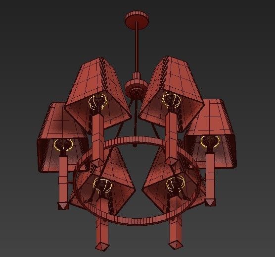 Jacques Six Arm Chandelier 3D model_3