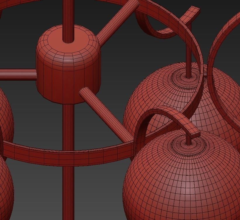 Murano Glass Globe Chandelier 3D model_6