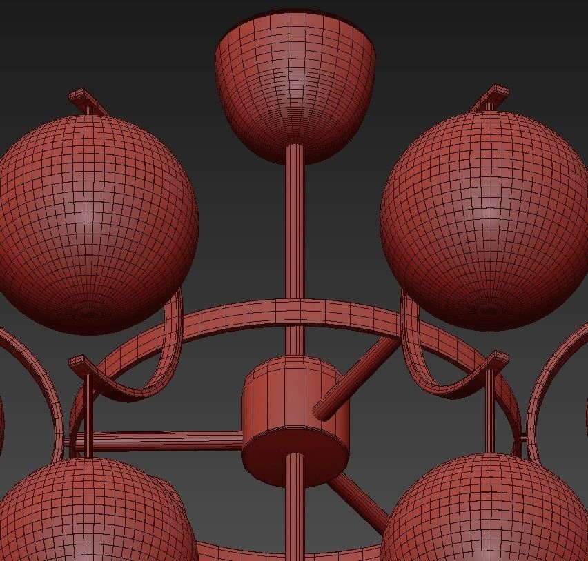 Murano Glass Globe Chandelier 3D model_4