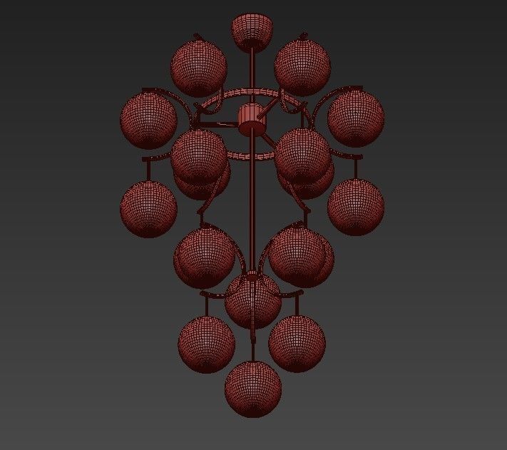 Murano Glass Globe Chandelier 3D model_3