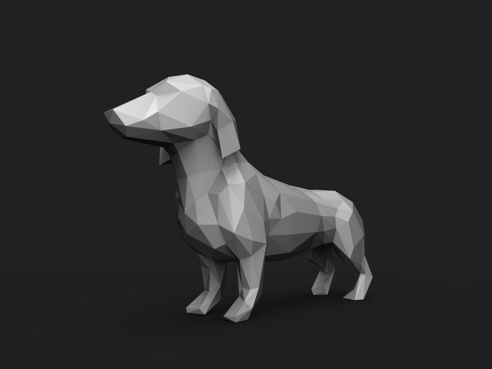 Dog Low Poly 2 dachshund 3D print model_6