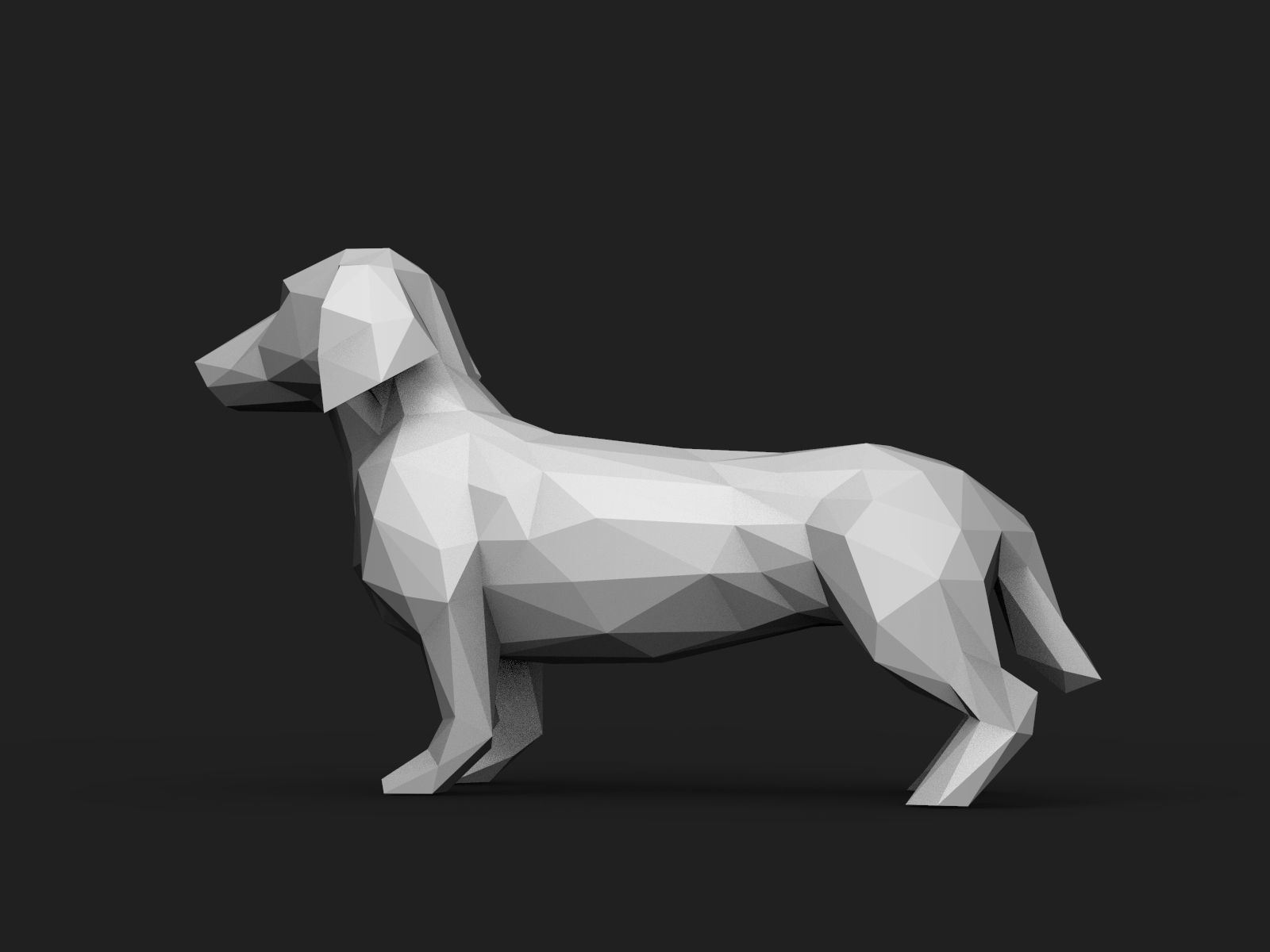 Dog Low Poly 2 dachshund 3D print model_8