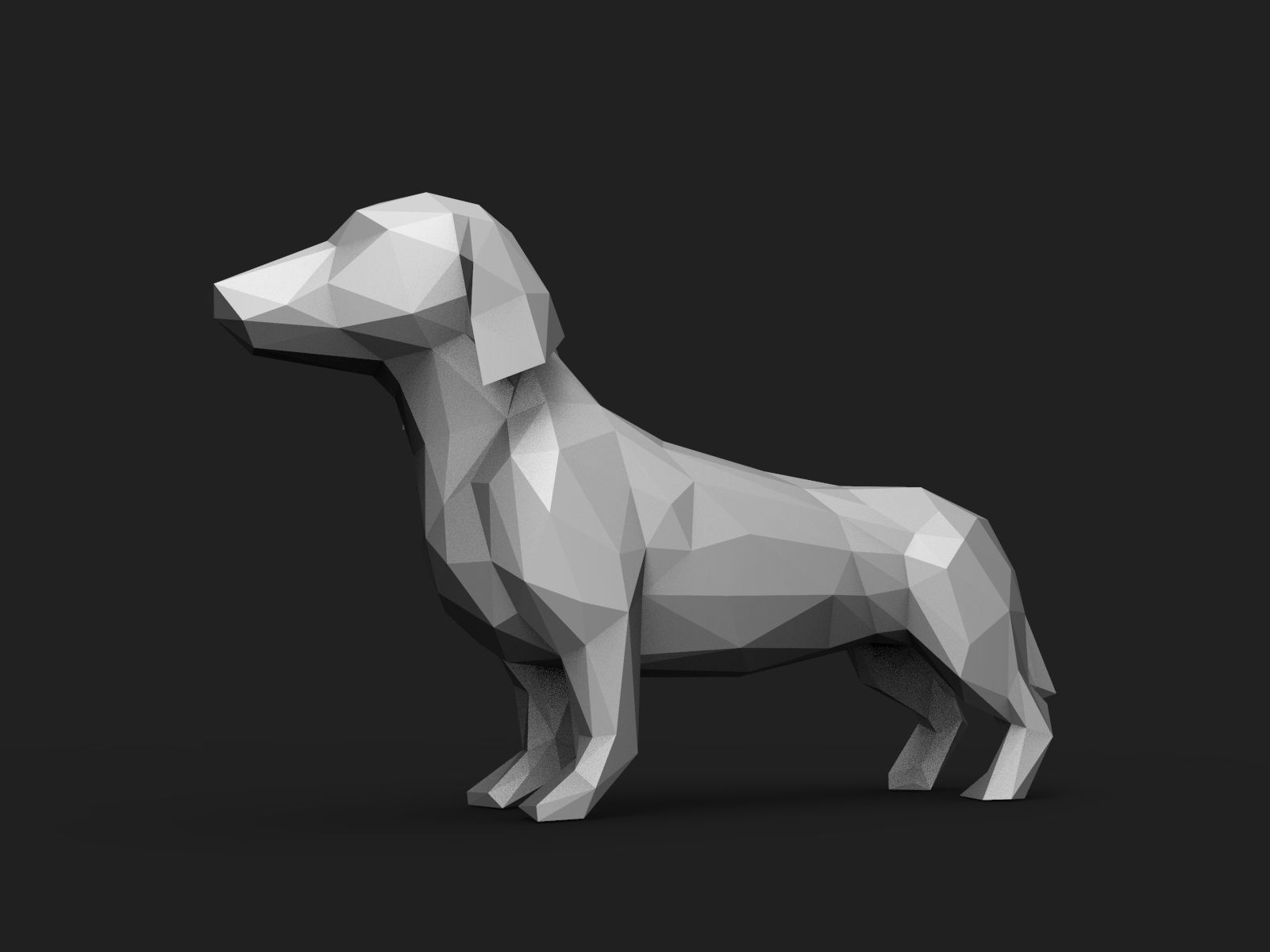 Dog Low Poly 2 dachshund 3D print model_7